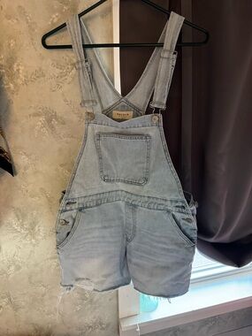 PacSun Light Blue Denim Overall Shorts